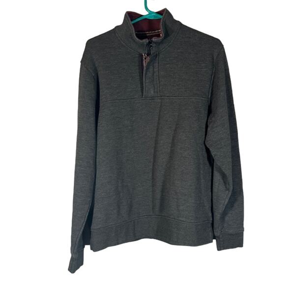 Orvis Gray 1/4 Zip Cotton Blend Long Sleeve Mock Neck Knit Sweater Men Sz M - Picture 1 of 8